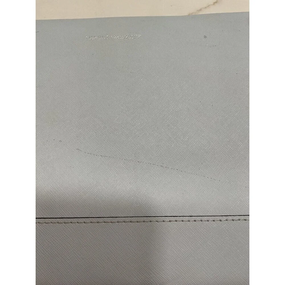 Rebecca Minkoff Leo Envelope Zipper Edge Powder Blue Leather Clutch Purse
